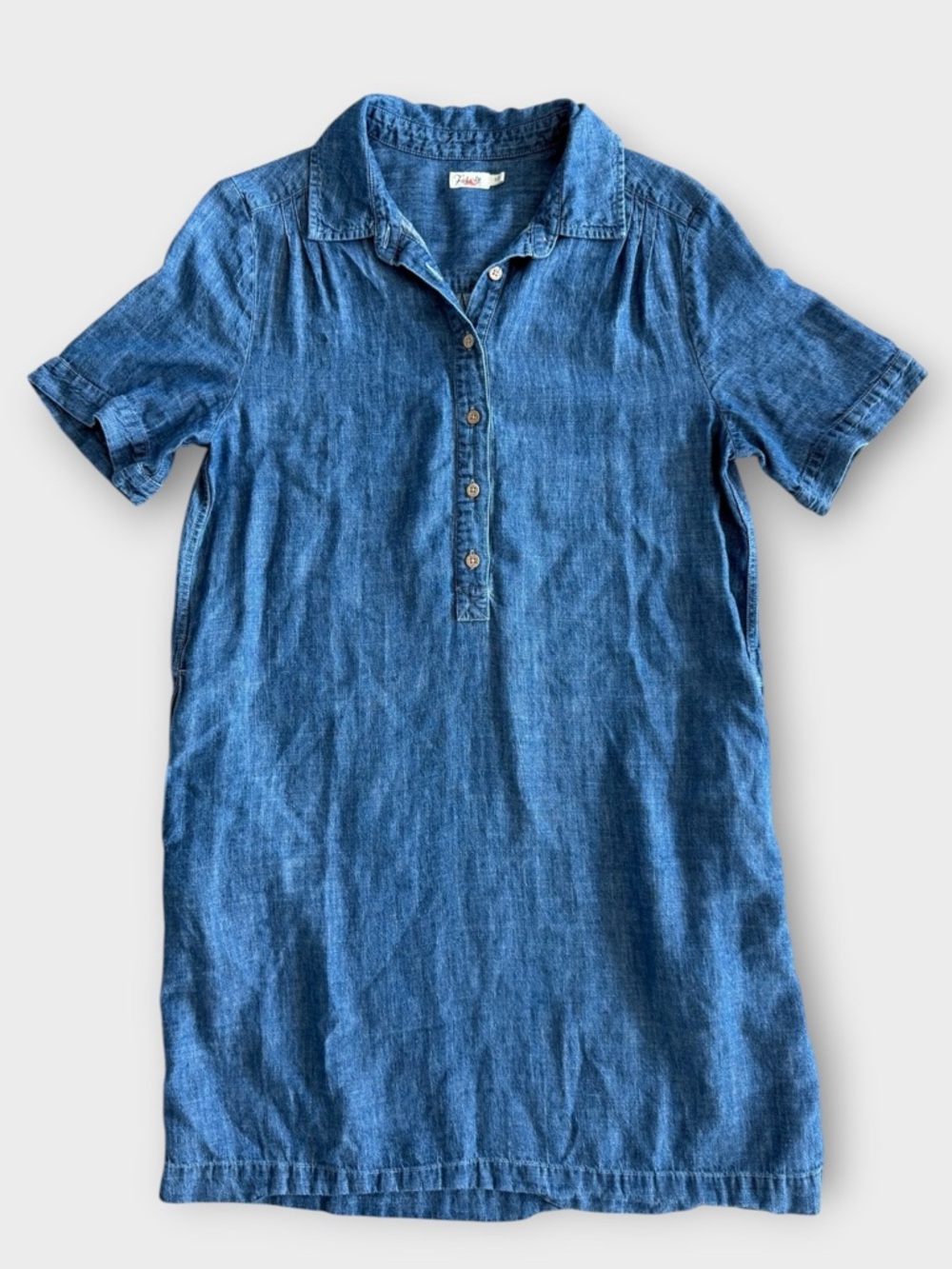 EUC Faherty Blue Denim Polo Shift Dress | Small